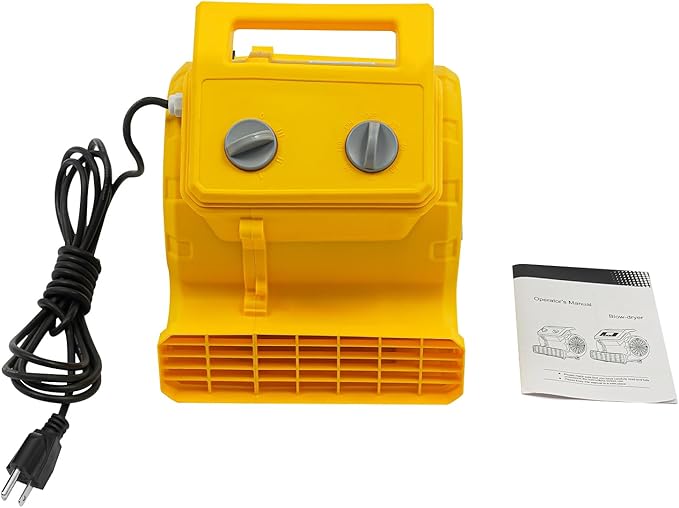 TFCFL Floor Drying Fan, Portable Floor Blower Fan with 3-Speeds & 3 Blowing Angles, For Janitorial, Plumbing, Home, Commercial, Industrial Use (Yellow) - Image 5