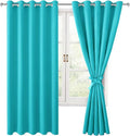 Hiasan Grommet Blackout Curtains for Bedroom, 60 x 72 Inches - Thermal Insulated & Light Blocking Window Drapes for Living Room/Dorm Room, Set of 2 Panels Sewn with Tiebacks, Turquoise by Hiasan