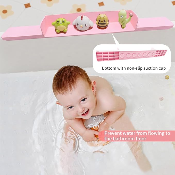 Silicone Splashing Guard with 7 Suction Cups for Bath Time Water Barrier Bathroom Organizers - Image 3