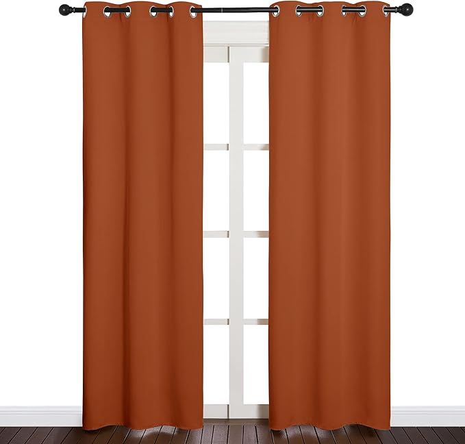 NICETOWN Halloween Blackout Draperies Curtains for Girls Room, Nursery Essential Thermal Insulated Grommet Top Blackout Panels (Burnt Orange, 1 Pair, 34 x 84 inches) - Image 2