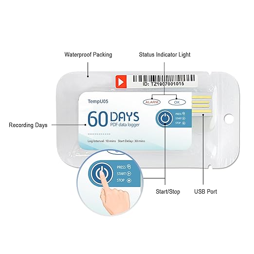 Tzone Temperature Data Logger USB with PDF Report 1 Pack,Single Use Temp Recorder 10000 Points Recording,Disposable Thermometer Logger for Cold Chain Transportation Freezer Storage IP67 Waterproof - Image 5