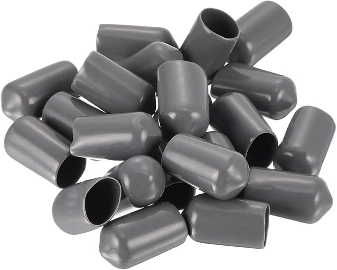 uxcell 20pcs Rubber End Caps 9mm(3/8") ID Vinyl PVC Round Tube Bolt Cap Cover Screw Thread Protectors Dark Grey - Image 4
