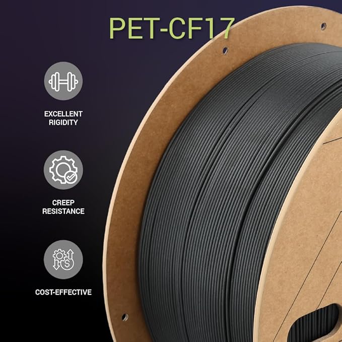 Polymaker Fiberon PET-CF17 3D Printing Filament Black 1.75mm 3kg, Excellent Stable Stiffness - Fiberon Carbon Fiber Reinforced PET 3D Printer Filament, Ideal for Jigs and Fixtures - Image 7