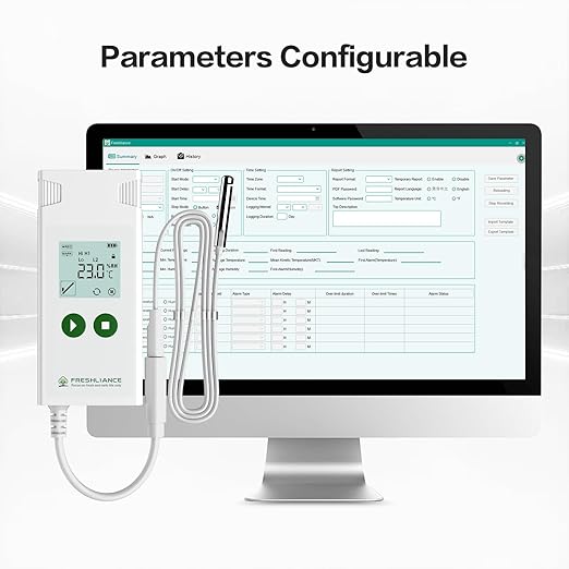 Freshliance Temperature Humidity Data Logger, Reusable Temperature Recorder with High Accuracy External Probe, Configurable USB Temperature Monitor 35000 Points PDF CSV Report, Atlas Log-TH - Image 4