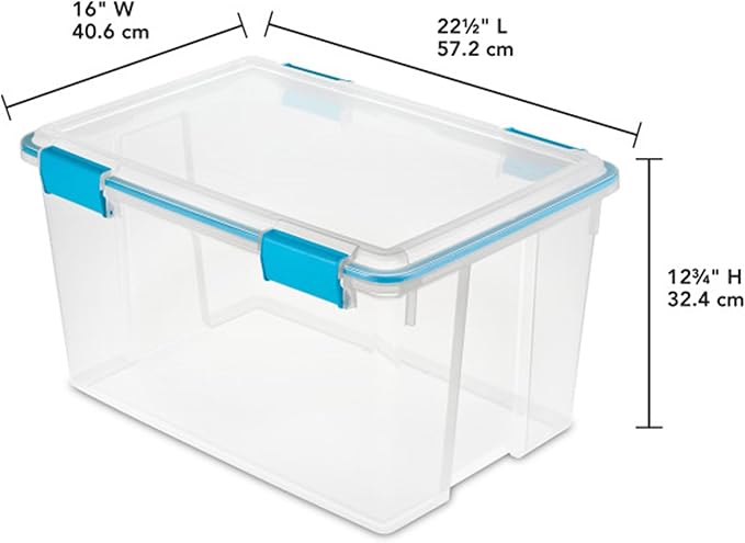 Sterilite 12-Pack Gasket Box, Weather-Resistant Storage Bins with Latching Lids, 54 Quart - Heavy-Duty Organizing Containers for Closet, Bathroom, and Office - Image 2