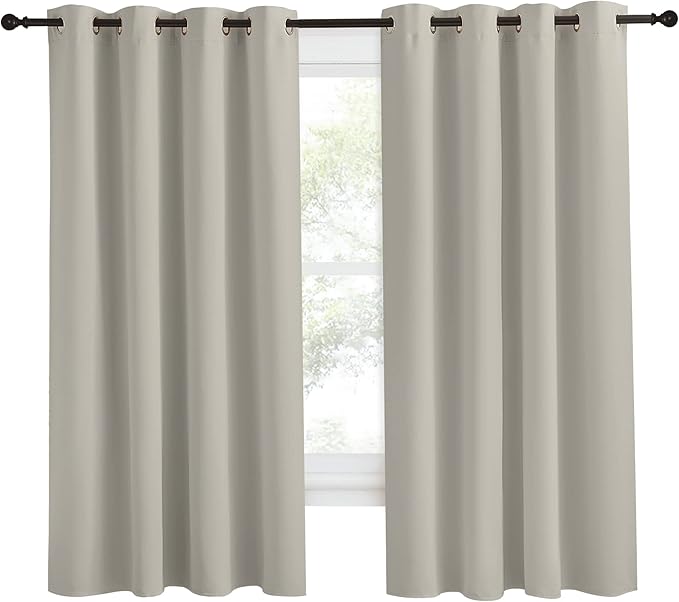 NICETOWN Blackout Natural Curtain for Living Room, 1 Panel, W55 x L68, Thermal Insulated Solid Grommet Sound Reducing Energy Saving Window Drape for Bedroom/Dining Room - Image 2