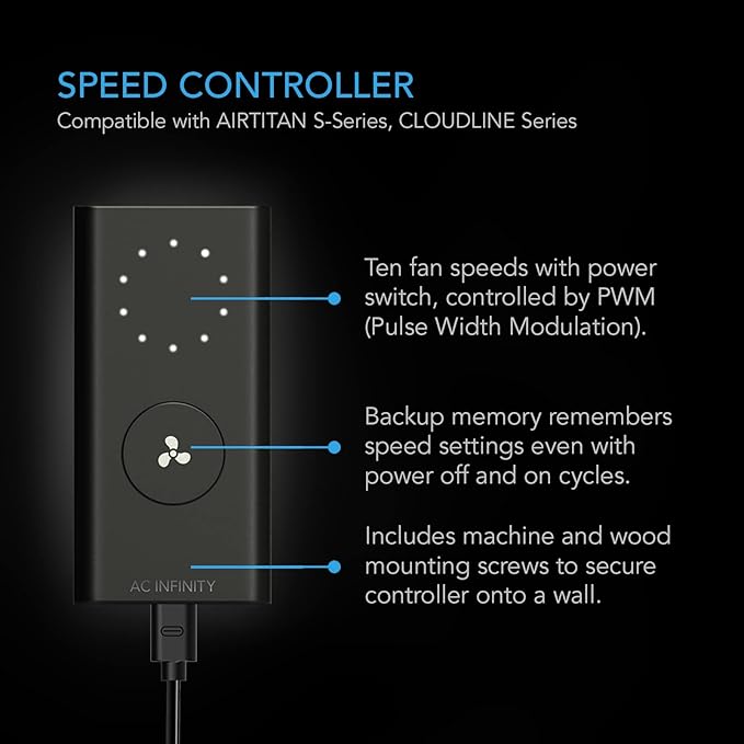 AC Infinity AIRTITAN S7, Ventilation Fan 12" with Speed Controller, IP-55 Rated for Crawl Space, Basement, Garage, Attic, Shed, Hydroponics, Grow Tents - Image 3