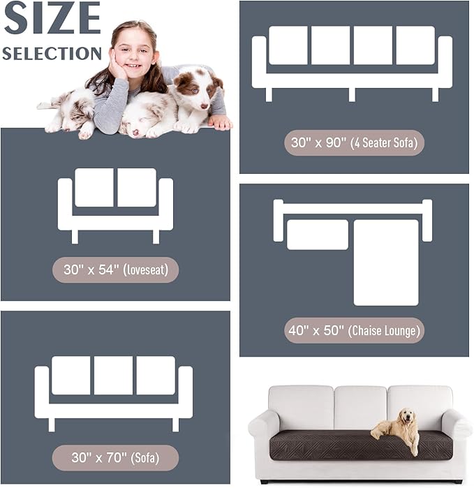 TAOCOCO 100% Waterproof Couch Cushion Cover Reversible Sofa Seat Cover for Dogs Pets Chaise Couch Cover for Sectional Sofa U Shape Couch Furniture Protector Sofa Slipcover(Loveseat, Chocolate) - Image 6