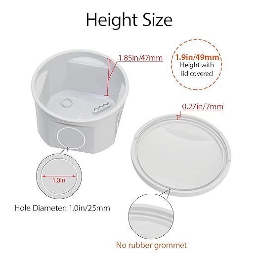 LeMotech Junction Box, Electrical Box IP55 Water Resistant Dustproof ABS Plastic Project Enclosure for Electronics White, External Size D3.3 x H2.2 inch - Image 5