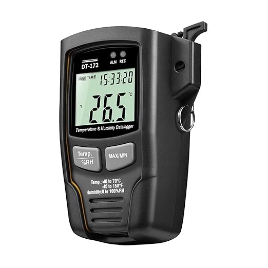 Compact Temperature and Humidity Data Logger 32000 Memory Hygrometer Moisture Meter Recorder(Black) by Unknown