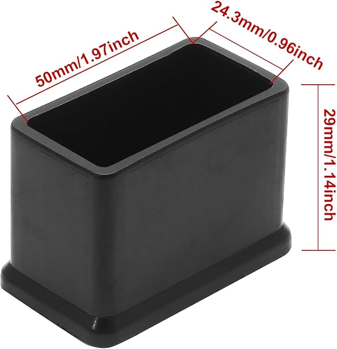 8 Pcs Rectangle PVC Furniture Leg Caps (2" x 1.14"), Vinyl Flexible Chair Leg Floor Protectors for Patio Indoor Chair Table Bed, 29mm x 50mm - Image 2
