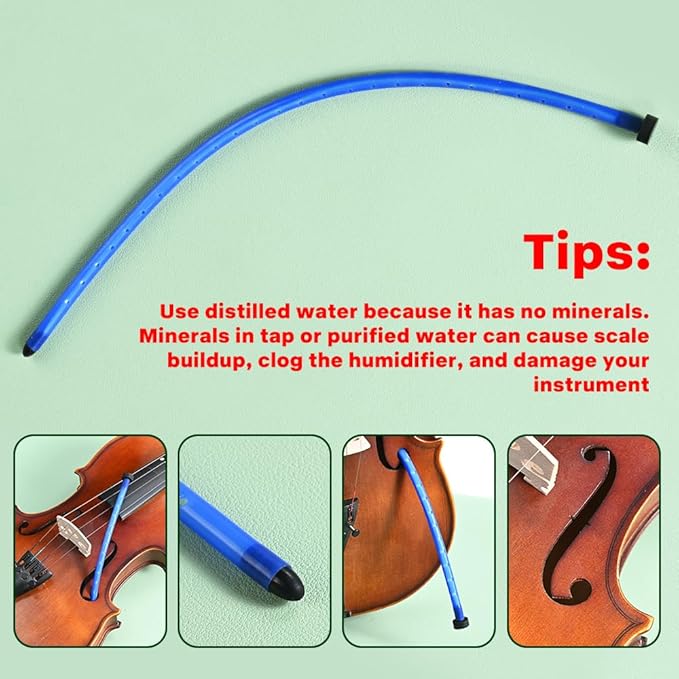 Violin Humidifier F-Hole Moisture Control System - Soft Silicone Tube Prevents Cracking & Warping - High Absorbency Sponge Instrument Maintenance Accessory for 4/4 3/4 Violins & Violas (Blue) - Image 6