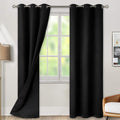 BGment Thermal Insulated 100% Blackout Curtains for Bedroom with Black Liner, Double Layer Full Room Darkening Noise Reducing Grommet Curtain (42 x 84 Inch, Black, 2 Panels) by BGment