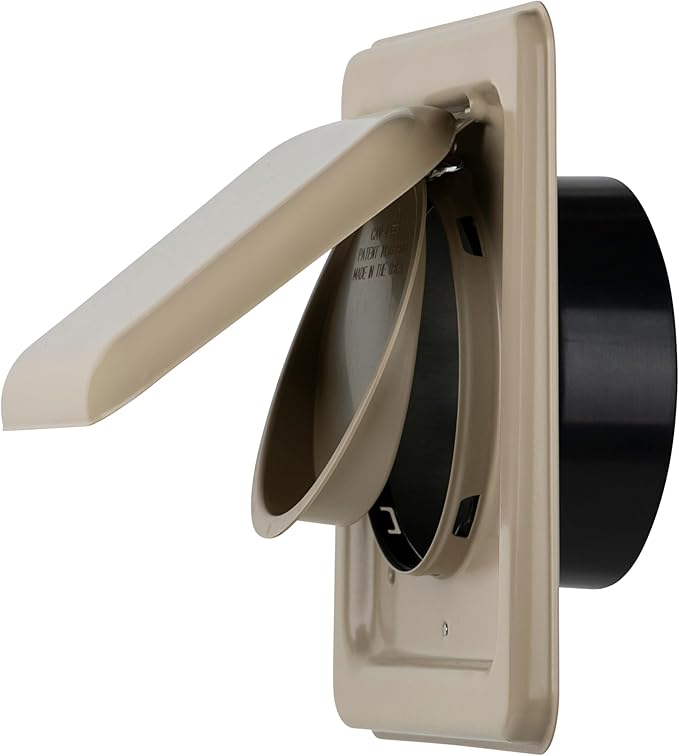 NO-PEST VENT MetalGuard, Dual Door Dryer Vent Cover Outdoor 4 Inch, Powder-Coated Heavy Duty Steel, Pest Proof, Rust Resistant, Safe & Efficient Vent Cap (Tan, 4" Steel With Collar) by No-PestVent
