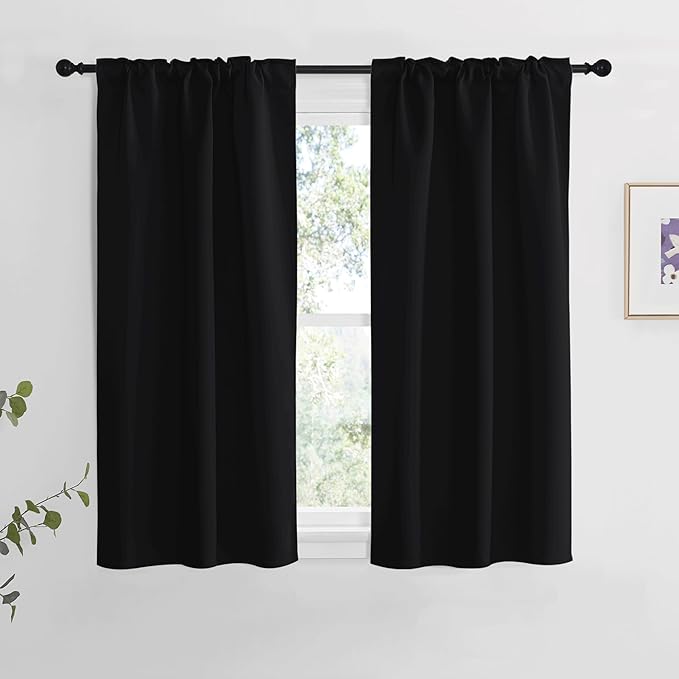 NICETOWN Halloween Blackout Curtains Window Panel Drapes - (Black Color) W34 x L54, Double Panels, Home Decoration Light Blocking Thermal Insulated Rod Pocket & Back Loop Draperies for Bunk Bed - Image 2