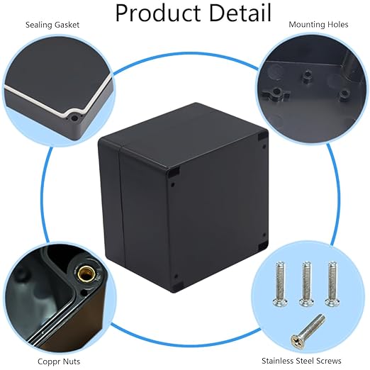 Junction box, Raculety Electrical Project Case Power Junction Box, Project Box Black (4.72"x4.72"x3.54") - Image 5