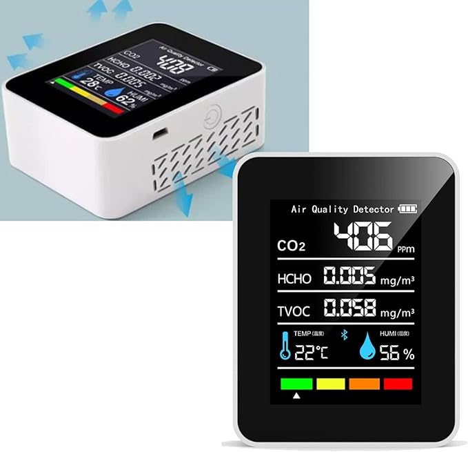 Fydun Air Quality Monitor Indoor, 5 in 1 Detector Portable Battery Operated Carbon Dioxide HCHO TVOC Temp Humi for Home, Grow Tent, Wine Cellar, Car - Image 5