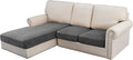 H.VERSAILTEX Velvet Stretch Sectional Couch Covers, 3 Pieces, L-Shaped with Separate Cushions - For Both Left/Right Couch Types (Large Sofa 2 Seater + Chaise, Grey Striped) by HVERSAILTEX