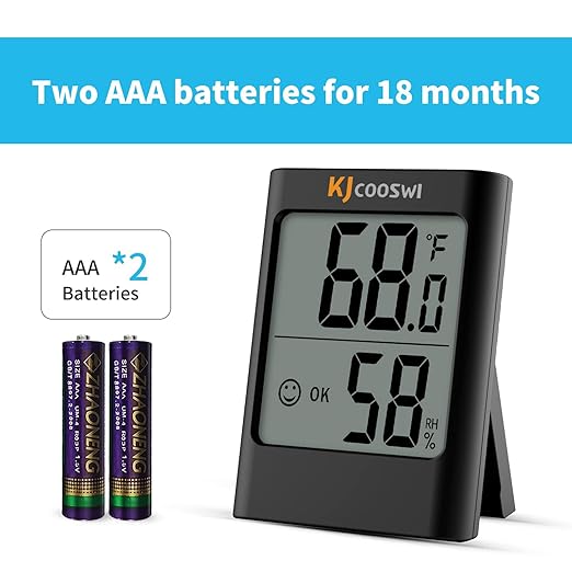 Humidity Gauge, 2 Pack Indoor Thermometer for Home Digital Hygrometer Room Thermometer and Humidity Gauge with Temperature Humidity Monitor AAA Battery Powered(Color: Black and White) - Image 3