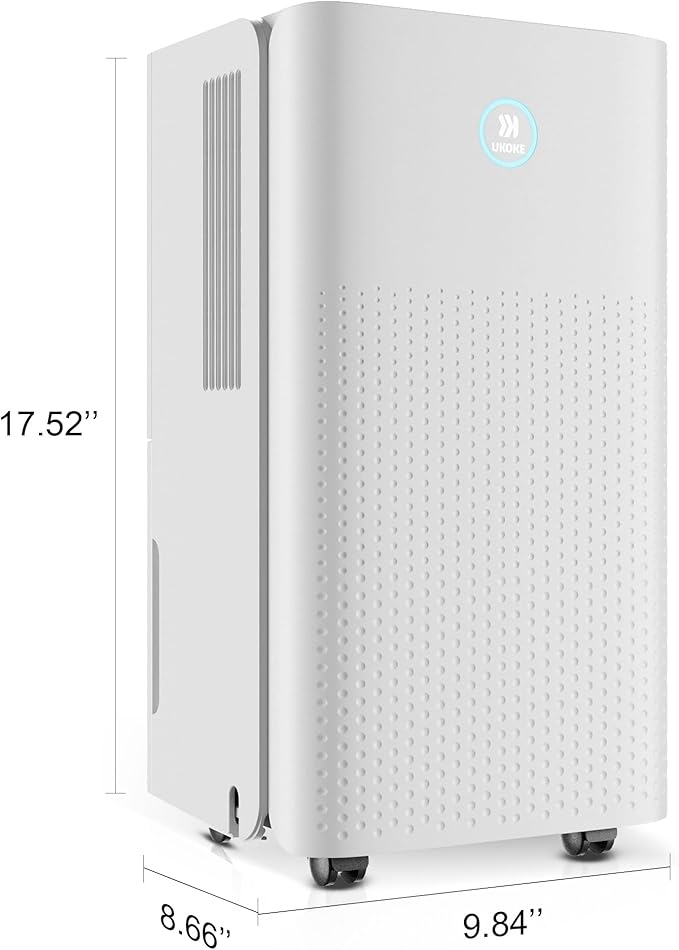 Ukoke 32 Pint Dehumidifier for 1750 Sq. Ft – Energy Star Most Efficient, Auto Drain, 3 Smart Modes, Quiet Operation, Portable Moisture Remover for Medium Rooms, Basements, Bedrooms, RVs - Image 9