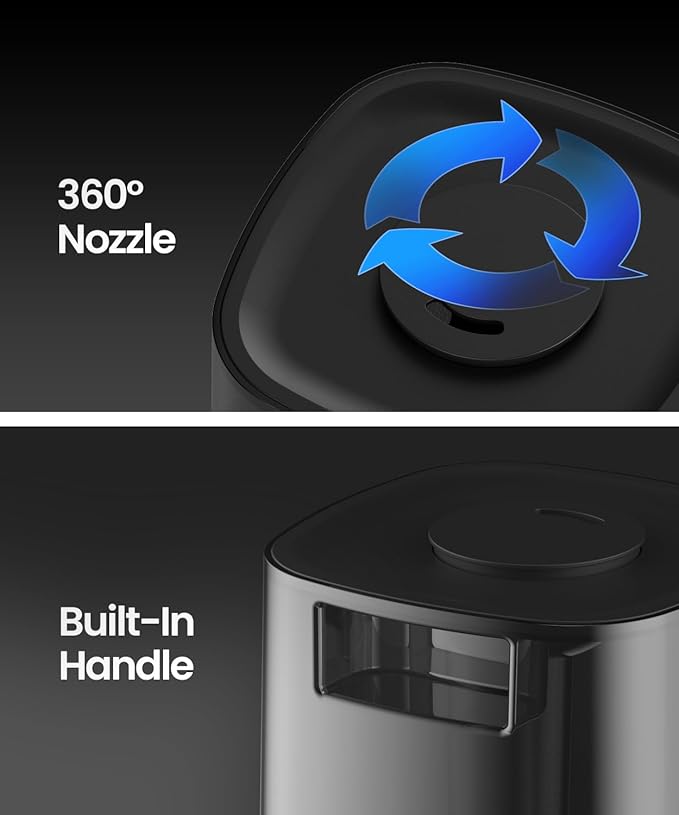 4.5L Humidifiers for Bedroom, Humidifiers for Home Large Room, Cool Mist Humidfiers for Baby and Plant with Timer, Adjustable Mist Level, 360° Nozzle, Auto Shut-Off, Black - Image 6