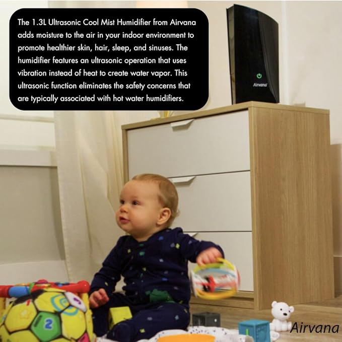 Airvana 1.3L Ultrasonic Cool Mist Humidifier, Black - Image 6