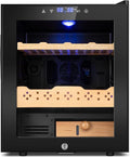 Electric Cooler Cabinet 50L with Temperature and Humidity Control, Spanish Cedar Wood Shelves and Safety Lock (400 Counts Capacity), Gift for Men by FoMup