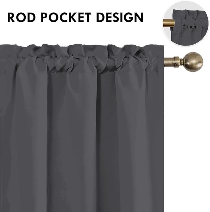 DWCN Blackout Curtains for Bedroom 63 Inch Length 2 Panels Set, Solid Thermal Insulated Energy Saving Rod Pocket Window Treatment Curtains Blackout Drapes (W38 x L63 Inch, Dark Grey) - Image 4