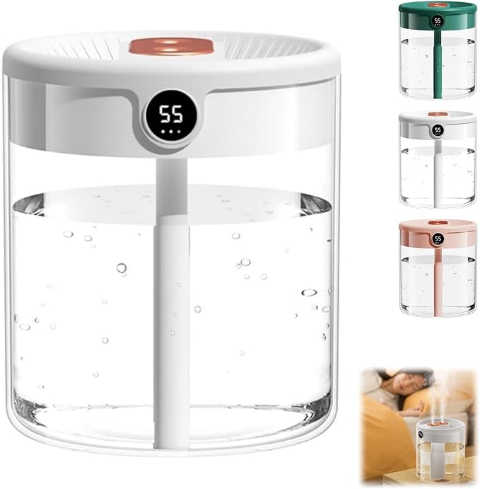Smart 2L Cool Mist Humidifier for Bedroom, Quiet Desktop Air Moisturizer with Auto Shut-Off, Personal Humidifier for Home Office and Small Spaces (White) by Unknown