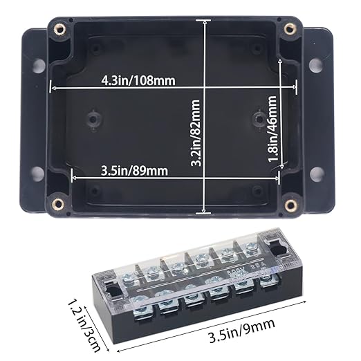 Watertight Junction Box, IP67 Waterproof Electrical Project Box with 6P 25A Barrier Terminals,2 in/2 Out Cable Glands Electronic Enclosure 4.53" x 3.54" x 2.17" - Image 3