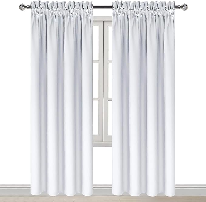 DWCN Blackout Curtains Room Darkening Thermal Insulated Bedroom Curtains Window Curtain Panels, 52 x 84 inches Long, Set of 2 White Rod Pocket Drapes - Image 9