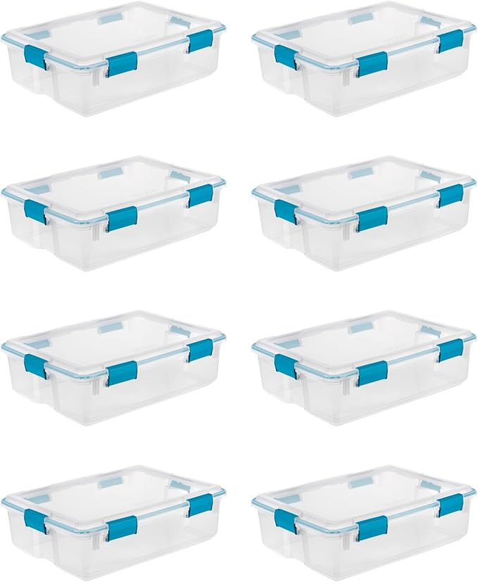 Sterilite 8-Pack Gasket Box, Weather-Resistant Storage Bins with Latching Lids, 37 Quart - Heavy-Duty Organizing Containers for Closet, Bathroom, and Office - Image 8