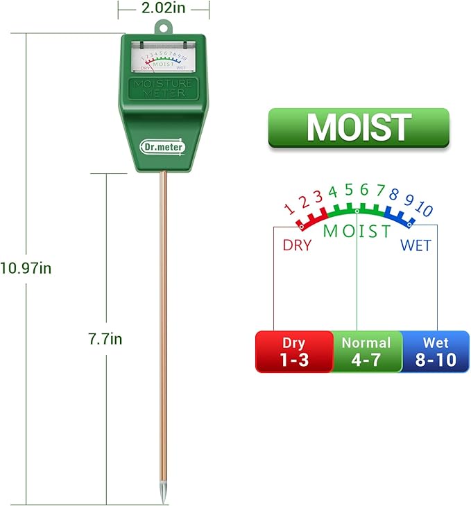 Soil Moisture Meter, Plant Water Meter for Garden Lawn Farm Indoor & Outdoor Use, Soil Tester Hygrometer Sensor for House Plants, Gardening Gifts, No Battery Needed - Image 4