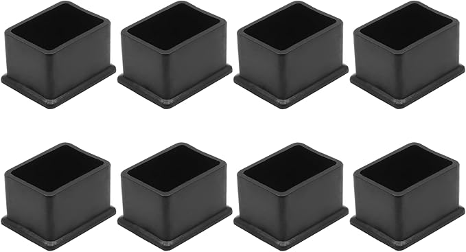 8 Pcs Rectangle PVC Furniture Leg Caps (1" x 1-1/2"), Vinyl Flexible Chair Leg Floor Protectors for Patio Indoor Chair Table Bed, 25mm x 38mm by Bonsicoky
