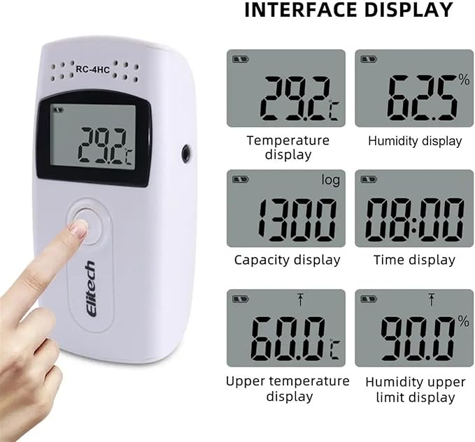 RC-4HC Digital USB Temperature Humidity Data Logger High Precision Temperature Recorder with Built-in NTC Sensor - Image 2