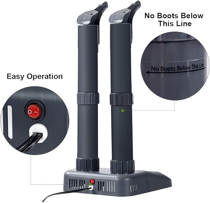COSTWAY Boot Dryer, Electric Shoe Dryer and Warmer with Heat Blower, Fast Drying, Overheat Protection, Easy to Assemble, Shoe Dryer for Work Boots, Shoes, Gloves and Socks (2-Shoe) - Image 9