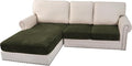 H.VERSAILTEX Velvet Stretch Sectional Couch Covers 3 Pieces Sofa Seat Cushion Covers L Shape Separate Couch Cover for Both Left/Right Sectional Couch (Large Sofa 2 Seater + 1 Chaise, Olive) by HVERSAILTEX