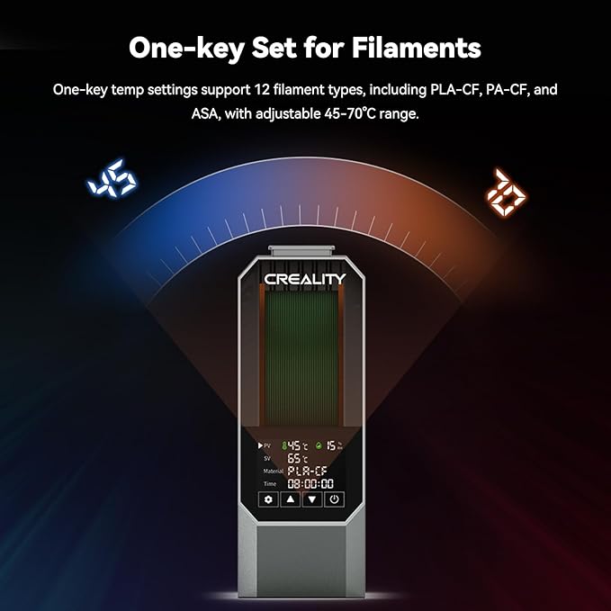CREALITY Space Pi Filament Dryer – 360° Hot-Air Circulation, Fast Heating, 3.7'' LCD Touch Screen, One Key Set Filament Dehydrator & Storage Box for 1.75/2.85mm PLA, PETG, ABS, Nylon, PA, TPU - Image 4