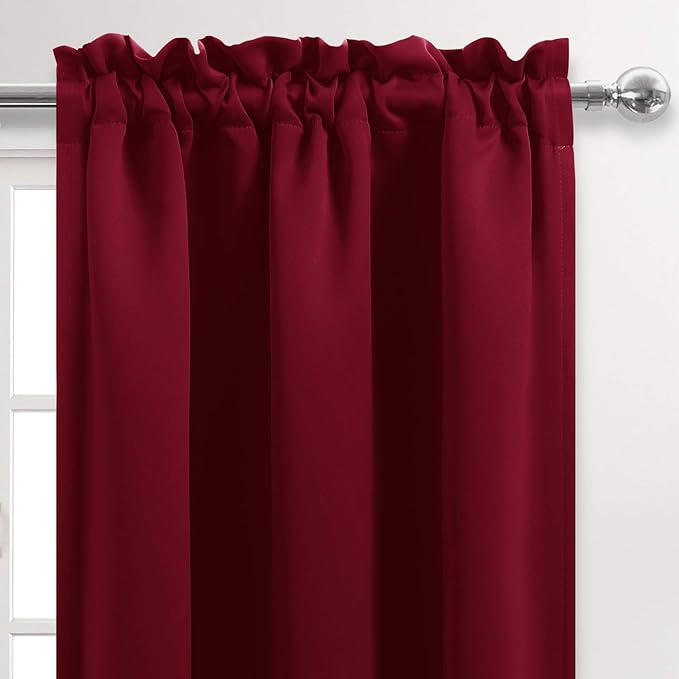 DWCN Burgundy Room Darkening Blackout Curtains - Thermal Insulated Privacy Energy Saving Window Curtain Drapes 42 x 72 inch Length, Set of 2 Bedroom Living Room Curtains - Image 4