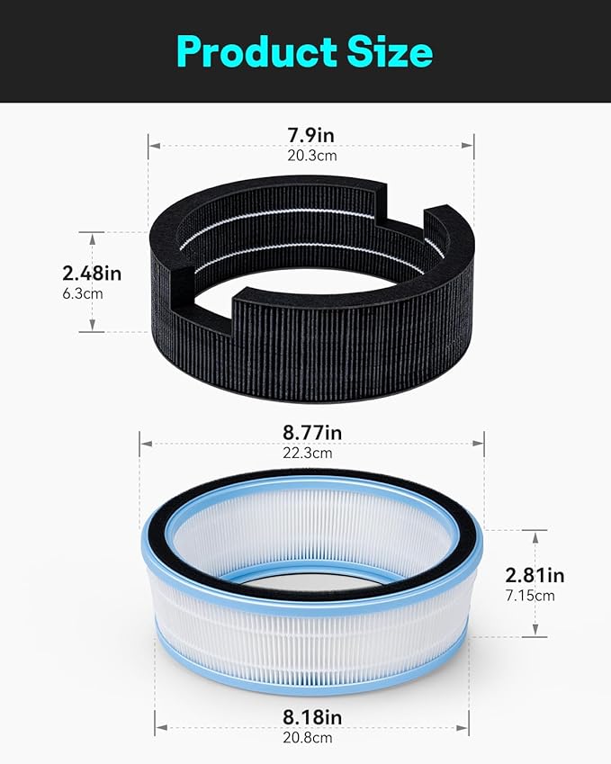 Leemone Replacement HEPA Filters & Wick Filters Compatible with LEVOIT Sprout Evaporative Humidifier for Bedroom Baby, Dual Filters for Air & Water - Image 3