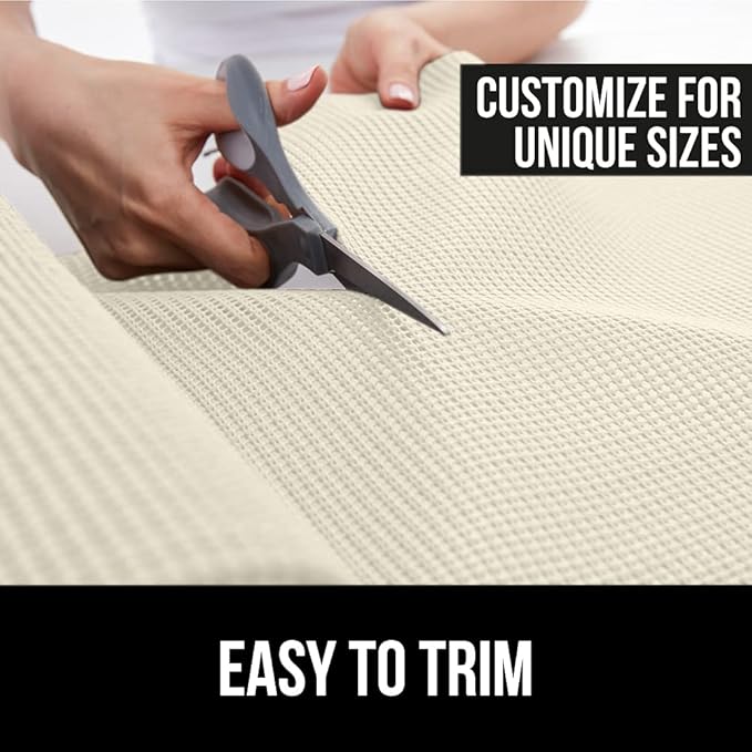 GORILLA GRIP powerGRIP Drawer Shelf and Cabinet Liner, Thick Strong Hold, Non-Adhesive Liners Protect Kitchen Cabinets and Cupboard, Bathroom Drawers, Easy Install, Breathable Mat, 20" x30', Cream - Image 6