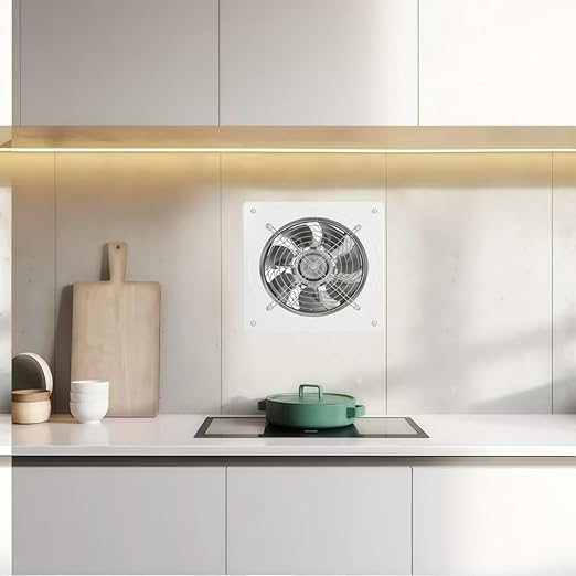 8 inch Exhaust Fan Wall Mounted Garage Ventilation Fan,500CFM Metal Attic Exhaust Fan Basement Extractor Fans with Backdraft Damper for Home Office Commercial Use(78W 110V 、White) - Image 2