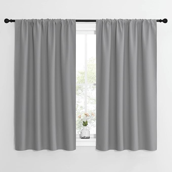 NICETOWN Short Curtains for Small Window - Home Decoration Thermal Insulated Rod Pocket Blackout Blinds & Drapes for Small Windows (Silver Grey, 2 Panels, W42 x L54 -Inch) by NICETOWN
