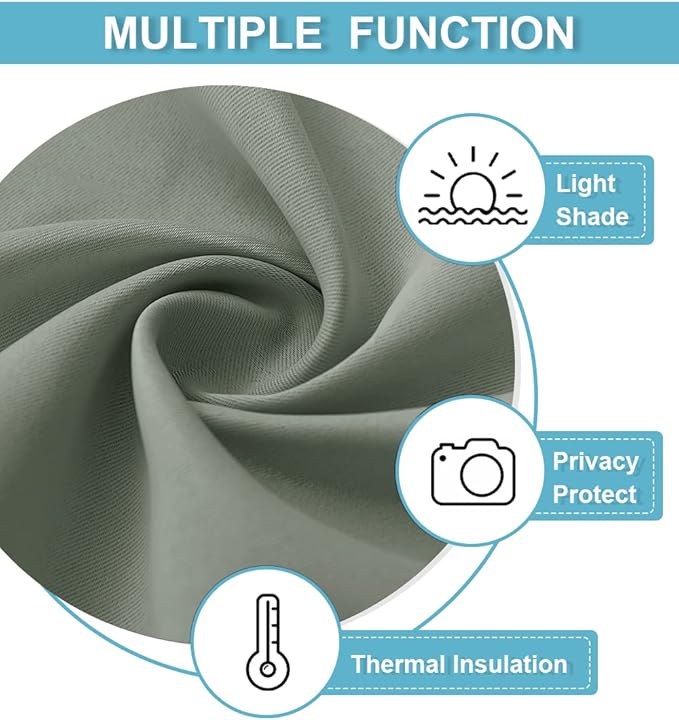 RYB HOME Privacy Room Divider Curtains for Office Bedroom Separation Sound proof Blanket for Doorway Patio Sliding Glass Door Large Window Curtains Thermal Insulating Blackout, W 100 x L 84, Sea Green - Image 6