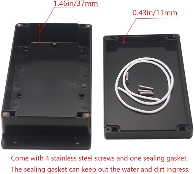 Project Box ABS Plastic Black Electrical Boxes IP65 Waterproof DIY Electronic Junction Box Power Enclosure with Fixed Ear 7.9x4.7x2.2inch (200x120x56 mm) - Image 4