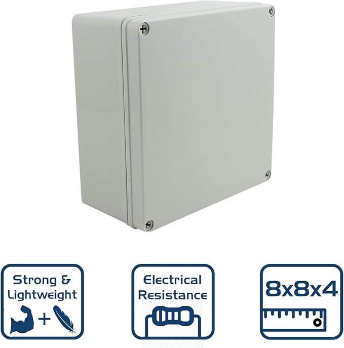 Co. 8" x8" x4" Weather & Dust Proof IP65 PS Plastic Universal Electrical Junction Conduit Box and DIY Project Enclosure, Use for Outdoor and Indoor (1 Pack) - Image 8