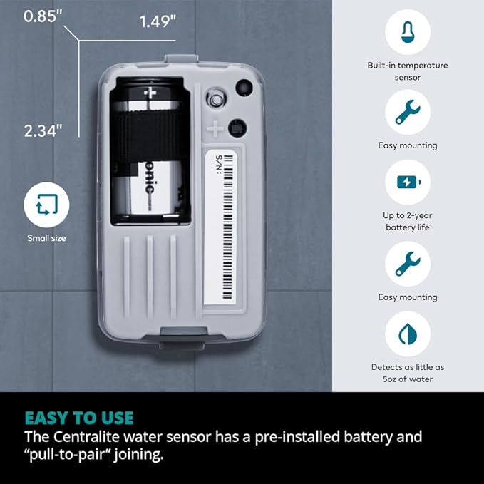 by Ezlo Water Sensor - Monitors Your Whole Home for Leaks - Detects Water Leaks in a Kitchen, Bathroom, Basement or Laundry Room - Zigbee - Image 2