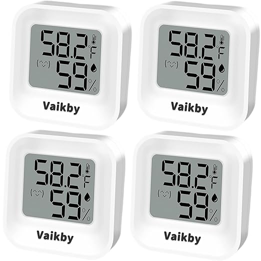 Indoor Humidity Meter Hygrometer 4Pack, Room Thermometer for Accurate Room Temperature Monitor, Digital Hygrometer with Indoor Thermometer for Home, Baby Nursery, and Humidity Sensor Enhanced Comfort by Vaikby