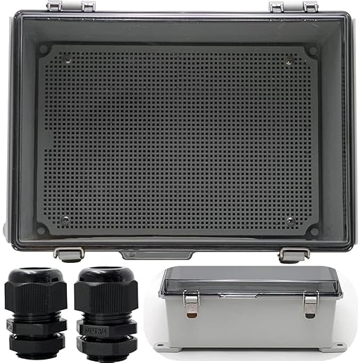MAKERELE Outdoor Junction Box ABS Plastic Waterproof Universal Electrical Project Box Grey Enclosure with Transparent Cover 13.8×9.8×5.9inch（350×250×150mm） by MAKERELE
