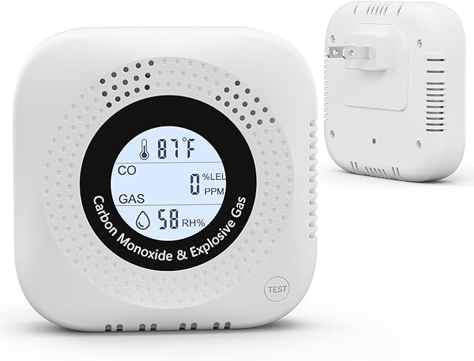 Gas Leak Detector 4-in-1 for Carbon Monoxide Detectors Methane and Propane Alarm Temperature and Humidity Monitor, Suitable for Home, Kitchen, RV, Hotel, Travel by Wachray